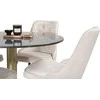 Venture Design Valgomojo stalas, Estelle, ⌀106 cm, Pilka marmuras / Valgomasis kėdė, Velvet Deluxe, 66x88.5x50 cm, Bėžinė
