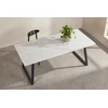 Venture Design Valgomojo stalas Estelle 200x90 cm, juodas/baltas marmuro imitacijos paviršius