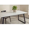 Venture Design Valgomojo stalas Estelle 200x90 cm, juodas/baltas marmuro imitacijos paviršius