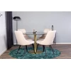 Venture Design Valgomojo stalas, Estelle, ⌀106 cm, Pilka marmuras / Valgomasis kėdė, Velvet Deluxe, 66x88.5x50 cm, Bėžinė