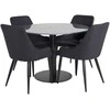 Venture Design Valgomojo stalas, Estelle, ø106 A75 cm, Juodas / Valgomasis kėdė, Plaza, 58x86x49 cm, Juoda
