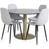 Venture Design Valgomojo stalas, Estelle, ø106x75 cm, Juodas / Valgomasis kėdė, Polar, 52x86x44 cm, Pilka