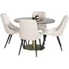Venture Design Valgomojo stalas, Estelle, ⌀106 cm, Pilka marmuras / Valgomasis kėdė, Velvet Deluxe, 66x88.5x50 cm, Bėžinė