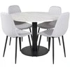 Venture Design Valgomojo stalas, Estelle, ø106 A75 cm, Balta / Valgomasis kėdė, Polar, 52x86x44 cm, Pilka