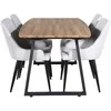 Venture Design Valgomojo stalas, Inca, 160x85 cm, ąžuolas, Valgomasis kėdė, Plaza, 86x49 cm, šviesiai pilka
