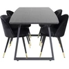 Venture Design Valgomojo stalas, Inca ištraukiamas stalas, 75x160x85 cm, Juodas + Veltinio valgomasis kėdė, 57x76.5x50 cm, Juoda