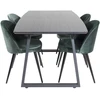 Venture Design Valgomojo stalas, Inca pratęsimas, 75x160x85 cm, Juodas, Veltinio valgomasis kėdė, 57x76.5x50 cm, Žalias