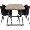 Venture Design Valgomojo stalas, Inka, 160x85 cm, ąžuolas / Valgomasis kėdė, Raukšlės, 79.5x49 cm, juoda