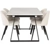 Venture Design Valgomojo stalas ir aksominė valgomojo kėdė Estelle 140x90 cm balto marmuro juoda