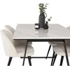 Venture Design Valgomojo stalas ir aksominė valgomojo kėdė Estelle 140x90 cm balto marmuro juoda