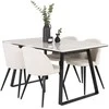 Venture Design Valgomojo stalas ir aksominė valgomojo kėdė Estelle 140x90 cm balto marmuro juoda