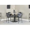 Venture Design Valgomojo stalas ir kėdės rinkinys Estelle Apvalus valgomojo stalas 106x75 cm Juodos spalvos audinys