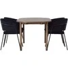 Venture Design Valgomojo stalas ir kėdžių komplektas Andy valgomojo stalas ir Selma kėdės 180x90x75 cm natūralaus ir juodo MDF bei aksomas