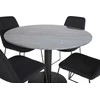 Venture Design Valgomojo stalas ir kėdžių komplektas Estelle apvalus valgomojo stalas ir Muche valgomojo kėdės 106x75 cm juoda