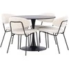 Venture Design Valgomojo stalas ir kėdžių komplektas 100 cm juodos ir baltos spalvos MDF ir plieno