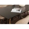 Venture Design Valgomojo stalas ir kėdžių komplektas Petra 190x90x75 cm Juoda Smėlio spalvos audinys