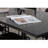Venture Design Valgomojo stalas ir kėdžių komplektas 200x90x74 cm Juodas stiklas Dirbtinė oda