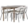 Venture Design Valgomojo stalas ir kėdžių komplektas Andy 180x75 cm natūralus MDF juoda balta Bouclé