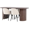 Venture Design Valgomojo stalas ir kėdžių komplektas Härön 200x90 cm smėlio ir mocha veliūras bei plienas
