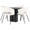 Venture Design Valgomojo stalas ir kėdžių komplektas Olivia 110 cm juoda ir balta MDF ir linas
