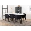 Venture Design Valgomojo stalas ir kėdžių komplektas Jimmy 195x90x76 cm Juodas Baltas Aksomas Išskleidžiamas