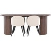 Venture Design Valgomojo stalas ir kėdžių komplektas Härön 200x90 cm smėlio ir mocha veliūras bei plienas