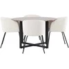 Venture Design Valgomojo stalas ir kėdžių komplektas 120 cm Juoda Smėlio spalvos MDF Aksomas Plienas