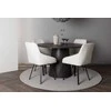 Venture Design Valgomojo stalas ir kėdžių komplektas Lanzo 120 cm, smėlio spalvos audinys, metalas