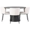 Venture Design Valgomojo stalas ir kėdžių komplektas Lanzo valgomojo stalas ir Edina valgomojo kėdė 120 cm rudos ir baltos spalvos MDF ir metalas
