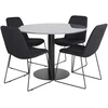 Venture Design Valgomojo stalas ir kėdžių komplektas Estelle apvalus valgomojo stalas ir Muche valgomojo kėdės 106x75 cm juoda