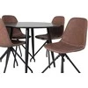 Venture Design Valgomojo stalas ir kėdžių komplektas Plaza 100x75 cm juoda ruda