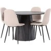 Venture Design Valgomojo stalas ir kėdžių komplektas 120 cm Rudas Juodas Smėlio spalvos MDF audinys