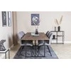 Venture Design Valgomojo stalas ir kėdžių komplektas Padang valgomojo stalas 250x100x76 cm tamsus tikas juodos medžiagos audinys