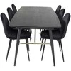 Venture Design Valgomojo stalas ir kėdžių komplektas 180x220x85x76 cm Juodas aksomas