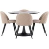 Venture Design Valgomojo stalas ir kėdžių komplektas Glade 100 cm juodas smėlio spalvos MDF audinys