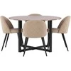 Venture Design Valgomojo stalas ir kėdžių komplektas Durango 120 cm Juodasis graikinis riešutas Smėlio spalvos MDF audinys