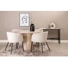 Venture Design Valgomojo stalas ir kėdžių komplektas Bianca apvalus valgomojo stalas ir Berit kėdės 110x74 cm juoda smėlio spalvos veliūras