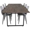 Venture Design Valgomojo stalas ir kėdžių komplektas 250x100x76 cm Tamsus ąžuolas Pilkas aksomas