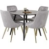 Venture Design Valgomojo stalas ir kėdžių komplektas Plaza 100x75 cm Juodas aksomas Šviesiai pilka