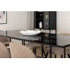 Venture Design Valgomojo stalas ir kėdžių komplektas Leif 200x90x74 cm Juodas Smėlio spalvos Stiklas Metalas Audinys