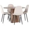 Venture Design Valgomojo stalas ir kėdžių rinkinys Olivia 110 cm Moka aksomas Metalas
