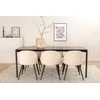 Venture Design Valgomojo stalas ir kėdžių komplektas Pelle 190x90x75 cm Juodas aksomas Baldai