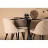 Venture Design Valgomojo stalas ir kėdžių komplektas Glade 100 cm juodas smėlio spalvos MDF audinys