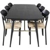 Venture Design Valgomojo stalas ir kėdžių komplektas 180x220x85x76 cm juodas plienas
