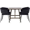 Venture Design Valgomojo stalas ir kėdžių komplektas 120x80 cm rudos ir juodos spalvos guminė mediena ir aksomas