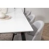 Venture Design Valgomojo stalas ir kėdžių komplektas Jimmy 195x90x76 cm Juodas Baltas Aksomas Šviesiai pilka audinys