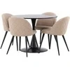Venture Design Valgomojo stalas ir kėdžių komplektas Glade 100 cm juodas smėlio spalvos MDF audinys