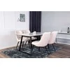 Venture Design Valgomojo stalas ir kėdžių komplektas Estelle 140x90 cm Balta aksominė Juoda