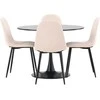 Venture Design Valgomojo stalas ir kėdžių komplektas 100 cm Juoda Smėlio spalvos MDF Aksomas Plienas