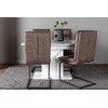 Venture Design Valgomojo stalas ir kėdžių komplektas Pluto 120x160x90 cm Balta Ruda MDF Stiklas Mikropluošto audinys
